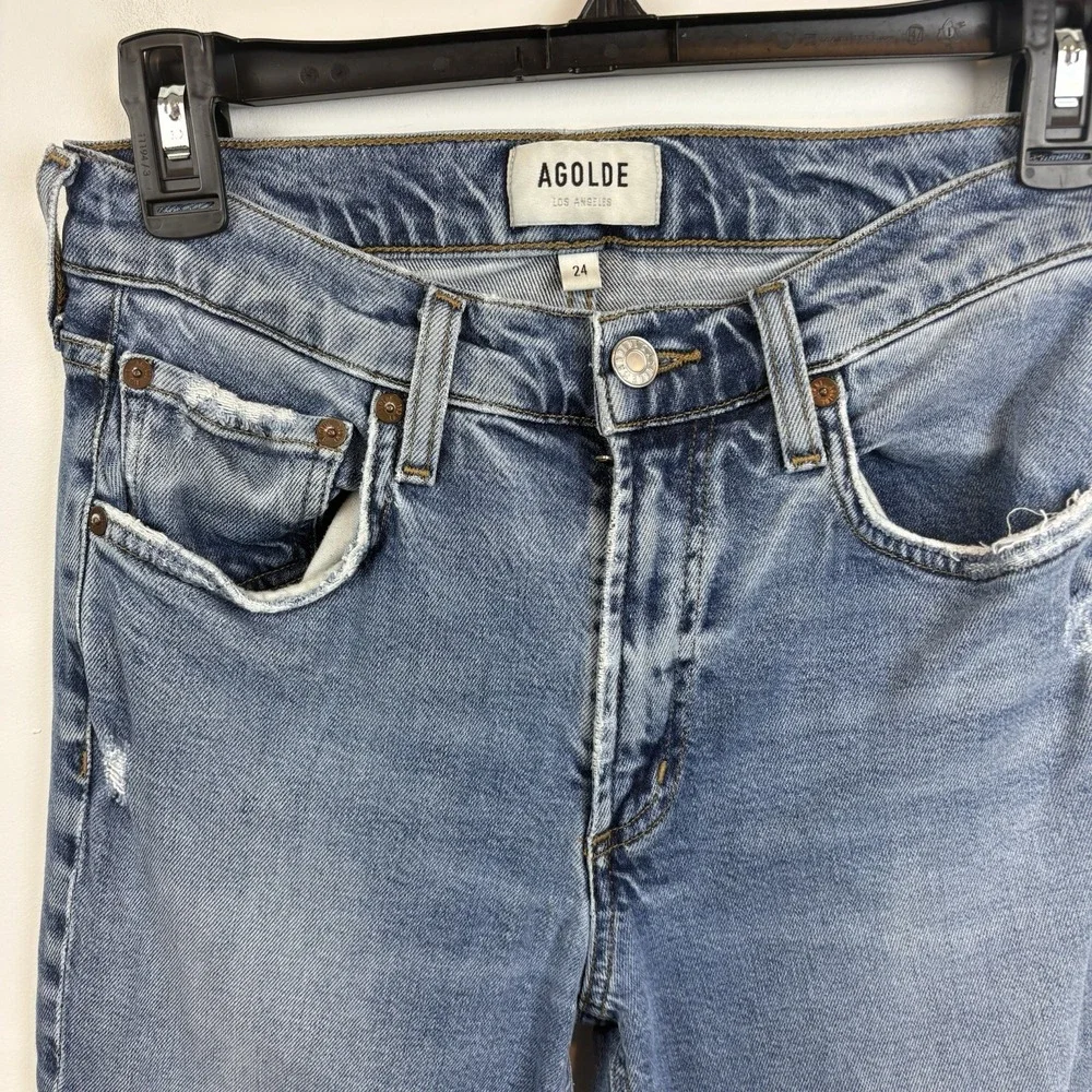 Agolde Distressed Size‎ 24 /0 Mid Rise Straight Crop Jeans  Kye 67640